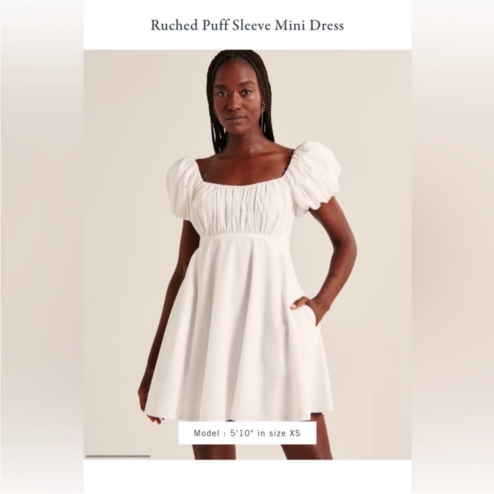 Abercrombie Ruched Puff Sleeve Mini Dress. Size M